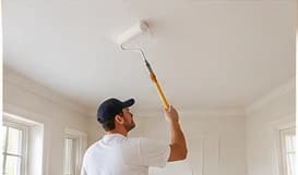 Residential interior ceiling surface with soft architectural lighting