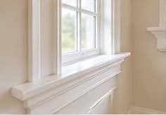 Interior window casing and trim with daylight entering the room